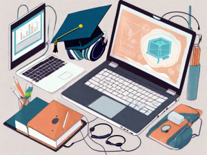 Une illustration montrant un ordinateur et des outils informatiques