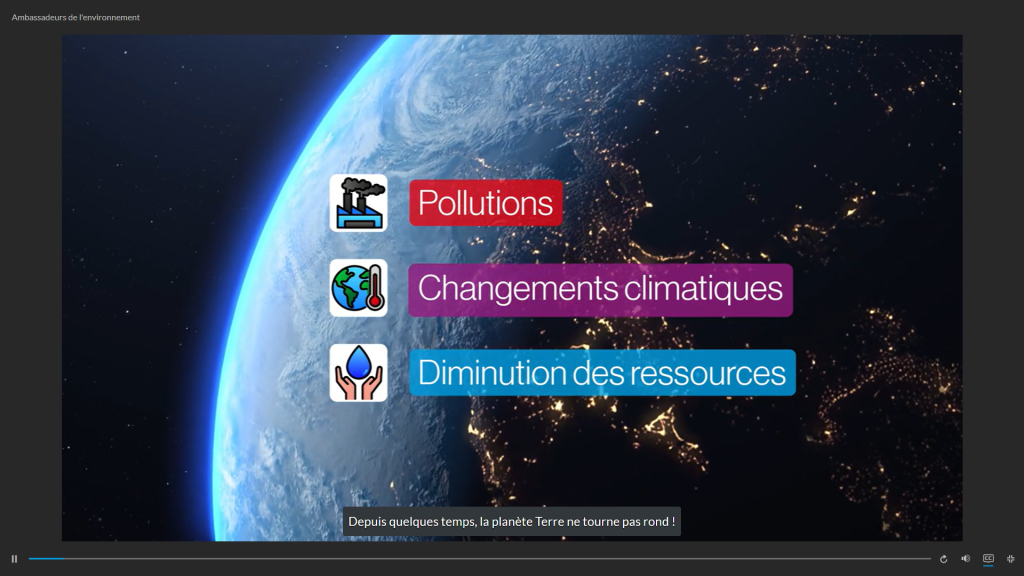 Une capture de la vidéo présente dans le module micro-learning "Ambassadeurs de l'environnement"